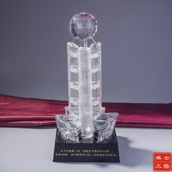 雅安建筑落成禮品、大樓建成慶典紀念品、水晶樓模擺件廠家